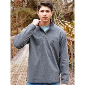 Southern Marsh Rives Pique Pullover Gray Button Collar LS Size Mens XL